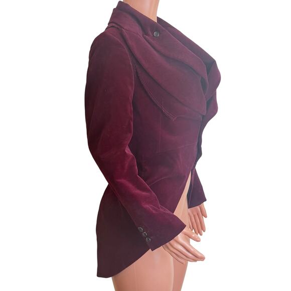 Comme Des Garçons Tailcoat Jacket Womens S Burgundy Velvet Victorian Steampunk - Picture 2 of 16